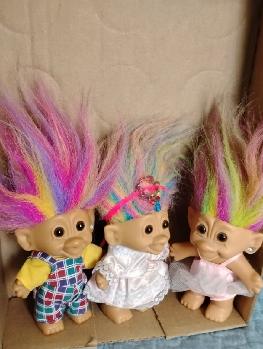 Vintage Style Rainbow Hair Troll Dolls - Set of 3 By Bright Of America